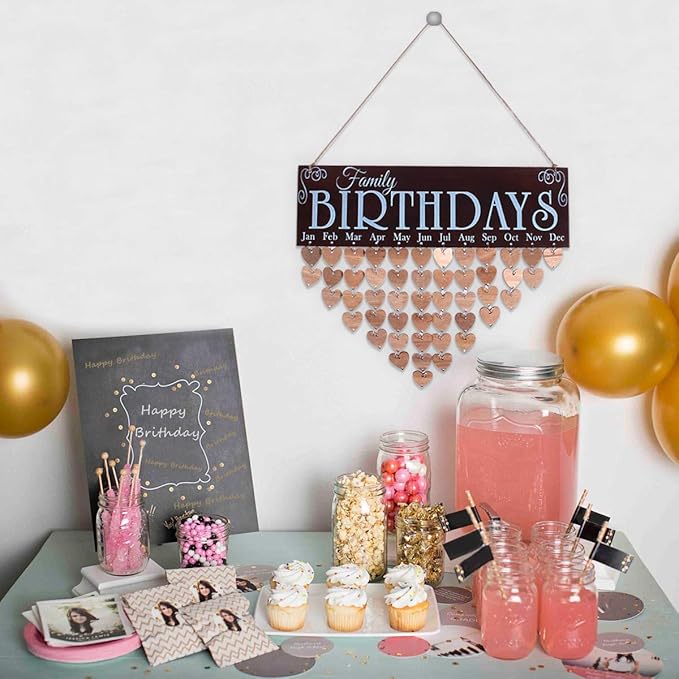 WINOMO Wooden Hanging Reminder Family Birthday Board Plaque Birthday DIY Calendar