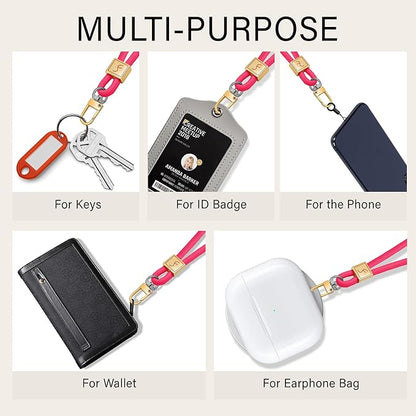 Fishent Keychain Wristlet lanyard, Cute Key Chain Holder, Upgraded Woven Wrist Lanyard for Keys, Wristlet Strap Keychain for Women Men Car Keys ID Badges Card Wallet Phone (Pink)