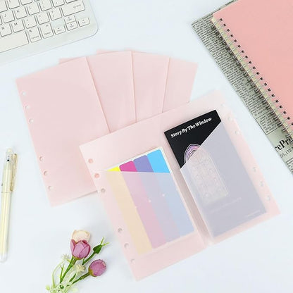 A6 Binder Pockets with No Zipper, Koqye Blue 10 Pcs Plastic Zipless Budget Envelopes, Two Pockets Frosted Cash Envelopes Money Bag for Budgeting, Cash Stuffing (Light Pink - 1 Set)