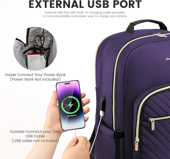 LOVEVOOK Laptop Backpack for Women 17.3 inch,Cute Women Travel Backpack Purse,Professional Laptop Computer Bag,Waterproof Work Business College Teacher Bag Carry on Backpack with USB Port,Royal Purple