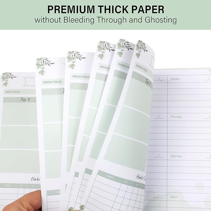 KMQOY Weekly Planner Undated 52 Weeks To Do List Notebook with Habit Tracker Spiral Weekly Planner Notebook for Teacher, Office, School,Family,5.8" x 8"