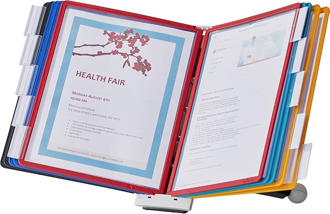 DURABLE Desktop Reference System, 10 Double-Sided Panels, Letter-Size, Assorted Colors, SHERPA Design (554200)