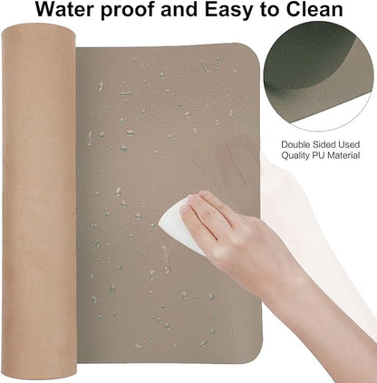 Boutilon Leather Desk Pad 24"x 14" Non-Slip Mouse Pad,Office Desk Mat,Waterprooft PU Leather Desk Blotter,Desk Pad Protector,Desk Writing Pad for Home Office Decor (S-Champagne)