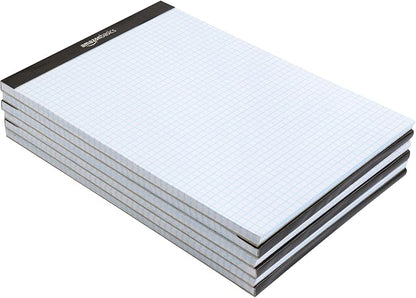 Amazon Basics Quad Ruled Graph Paper Pad, 600 Sheets, 6 pack of 100 Sheets, White, Letter Size 8.5 x 11-inch