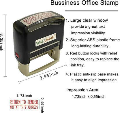 WAFJAMF Return to Sender Not at This Address Stamp – Self Inking Rubber Stamp Office Stamp Message Stamp for Business Supplies Red Ink-L