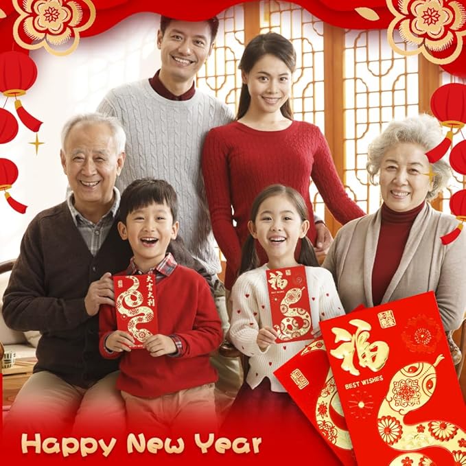 Chinese New Year Red Envelopes, Red Envelopes, 36 PCS Snake Red Envelopes 2025, Snake Year Red Envelopes, 春节红包, Hong Bao, Lucky Money Envelopes Red Pocket For 2025 New Years Eve Party Spring Festival