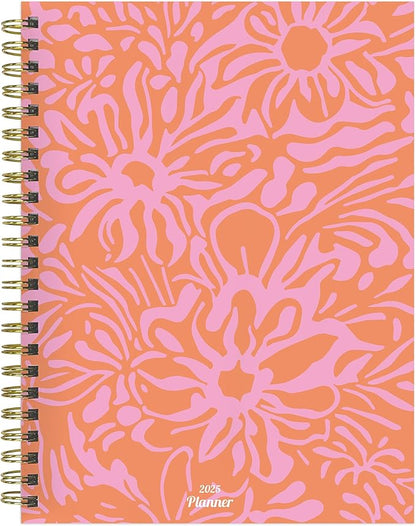 TF PUBLISHING 2025 Happy Hibiscus Medium Weekly Monthly Planner - Goals & Task Trackers - Planner Monthly and Weekly with Organizer Stickers - 12 Month Calendar Planner - 6.5" x 8"