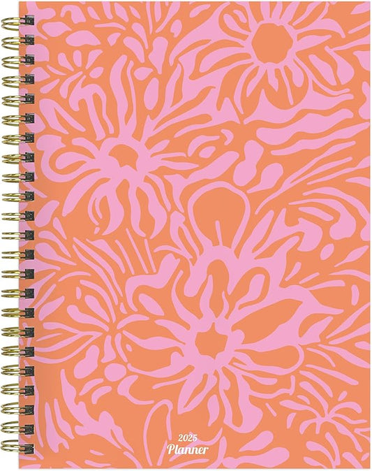 TF PUBLISHING 2025 Happy Hibiscus Medium Weekly Monthly Planner - Goals & Task Trackers - Planner Monthly and Weekly with Organizer Stickers - 12 Month Calendar Planner - 6.5" x 8"
