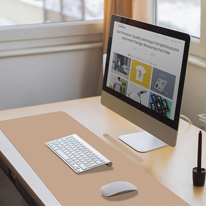 Boutilon Leather Desk Pad 30" x14",Non-Slip Mouse Pad,Office Desk Mat,Waterprooft PU Leather Desk Blotter,Desk Pad Protector,Desk Writing Pad for Home Office Decor (M-Beige)