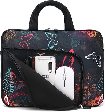 11.6 12 12.5 inch Laptop Sleeve Chromebook Case Ultrabook Case Notebook Sleeve Tablet Case Neoprene Handle Sleeve for Men Women, Two Pockets Fit Apple MacBook Air Samsung Acer HP DELL (Butterfly)