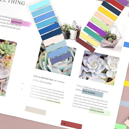 SIQUK 4200 Pieces Sticky Tabs for Annotating Books Tabs Morandi Sticky Flags Clear Transparent Page Markers Strip Page Flags Colored Tabs Writable and Repositionable Book Annotation Tabs