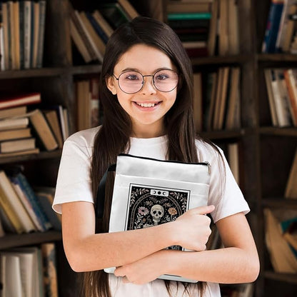 Book Sleeve, Book Sleeve with Zipper, Book Sleeve for Book Lovers, The Reader Tarot Card Book Sleeves, Book Pouch Kindle Protector, Gifts for Women Teacher Librarian Bookworm Bookish (White-B, Large)