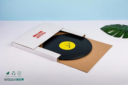 White Vinyl Record Mailers 12.8x12.8x1 Inch LP Mailing Corrugated Cardboard Boxes, Easy-Fold, Multi-Depth Album Shipping Boxes with Fragile Stickers, 25 Pack