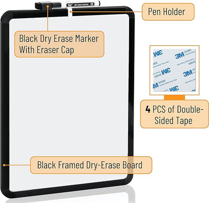Mr. Pen- Dry Erase Board, 14” X 11” with a Black Dry Erase Marker, Black Frame, Small White Board, Small Dry Erase Board for Fridge, Dry Erase Board Small