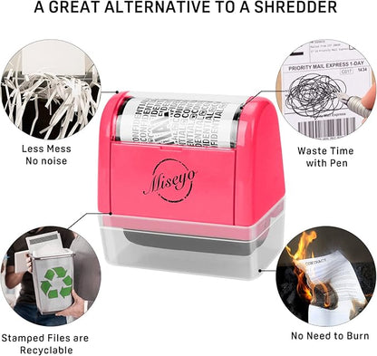 Miseyo Wide Roller Stamp Identity Theft Stamp 1.5 Inch Perfect for Privacy Protection - Peach