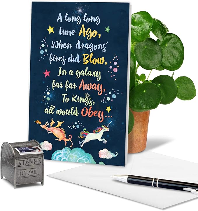 NobleWorks - Funny Happy Birthday Card with Envelope - Colorful Humor Card, Greeting Note - Long Ago and Far Away C6894BDG