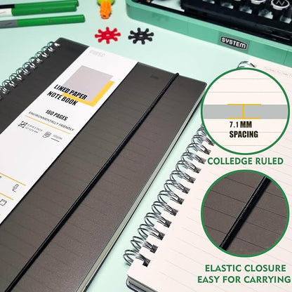 1 Pack Ruled Notebook, 5.9 x 8.3 Inches Spiral Notebooks for Work, School and Journal with 110 GSM Journal Ruled Paper, Large Notebook with 80 Sheets/160 Pages, Hardcover Ruled Journal