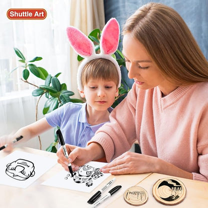 Shuttle Art Permanent Markers, 50 Pack Black Permanent Marker set,Fine Point, Works on Plastic,Wood,Stone,Metal and Glass for Doodling, Marking