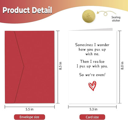 Funny Valentines Day Card for Him Her - Sometimes I Wonder How You Put Up With Me, Humorous Anniversary Card for Husband, Wife, Boyfriend, Valentines Gift for Men Women