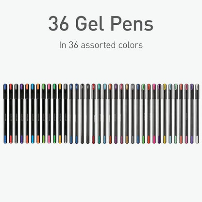 Pentonic Gel Pens, 36 Count, 36 Assorted Colors (Assorted Color, Neon, Pastel & Glitter), Medium & Fine Point, Smooth Writing For Journaling (1002358)