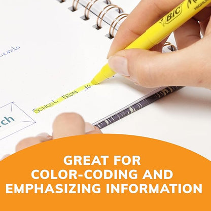 BIC Brite Liner Yellow Highlighters, Chisel Tip, 12-Count Pack of Yellow Highlighters, Ideal Highlighter Set for Organizing and Coloring