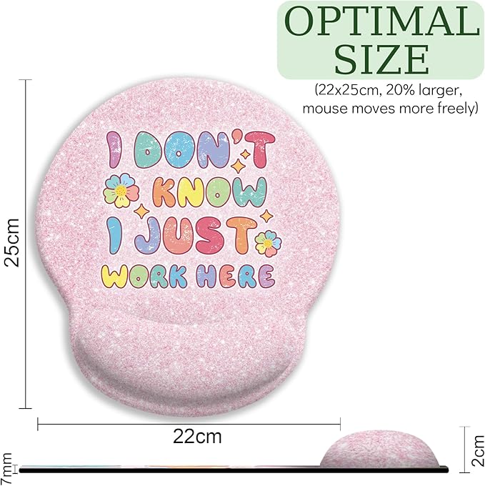 Pink Ergonomic Mouse Pad with Wrist Rest, Funny Gaming Mousepad Wrist Support with Non-Slip Pain Relief PU Base, Cute Computer Mouse Pads for Desk Pink Office Desk Accessories Decor Supplies