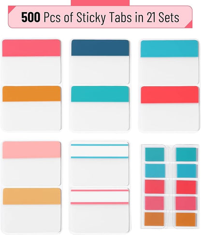Mr. Pen- Sticky Index Tabs, 500 Pcs, 21 Sets, Colorful Sticky Tabs for Notebooks, Page Markers, Page Tabs for Binders, Page Tabs Sticky Tabs for Books, Notebook Tabs, Book Sticky Tabs for Notebooks