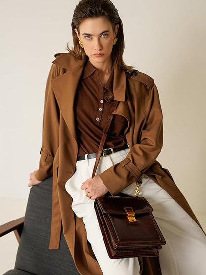 Time Resistance Small Leather Briefcase for Men - Crossbody Bag - Italian Leather Messenger Bag - Gift Box Included