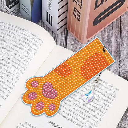 pigpigboss Paw Bookmark Diamond Painting Set 6 PCS PVC Cute Animal Paw Diamond Painting Bookmark with Pendant Diamond Painting Bookmark for Adult Book Decor Gift