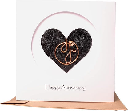 Personalized Initial Copper Card, Copper Initial, Anniversary Card for Her, Couple, Gift for Her (J)