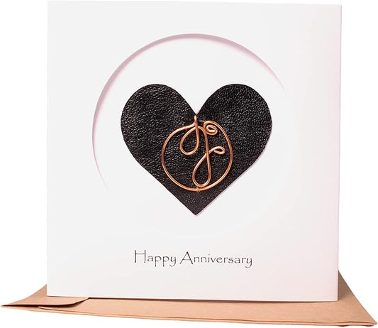 Personalized Initial Copper Card, Copper Initial, Anniversary Card for Her, Couple, Gift for Her (J)