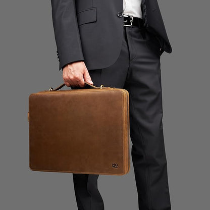 Awesometik Leather Organizer,Mac Bag Genuine Full Grain Leather,Crazy Horse Leather Portfolio Bag,Bag with Multiple Slots