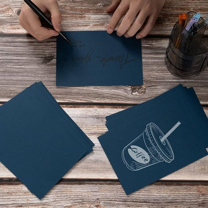 100 Pack Thick Paper Cardstock Blank Heavy Cards Stock for Invitations, Greeting Cards Making, Postcards, Photos, 250GSM Thick Paper (Navy Blue, 4x6 inches)