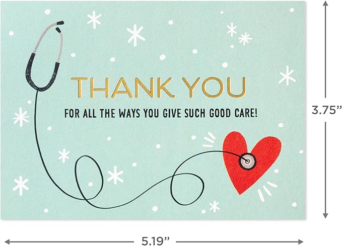 Hallmark Healthcare Thank You Card Pack (20 Blank Cards with Envelopes) for Nurses Day, Doctors, Physician Assistants, Medical Professionals
