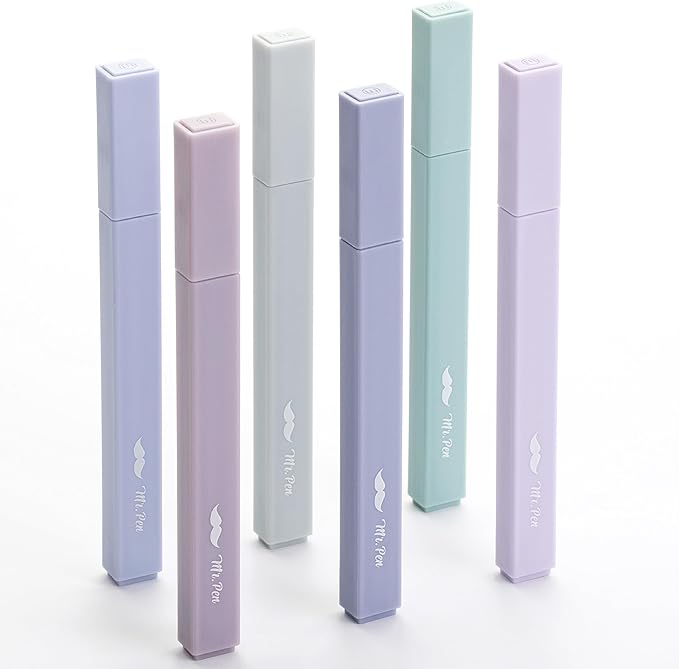 Mr. Pen- Aesthetic Highlighters, 6 pcs, Chisel Tip, Morandi Colors, No Bleed Bible Highlighter Pastel, Highlighters Assorted Colors, Pastel Highlighter Set, Cute Highlighters