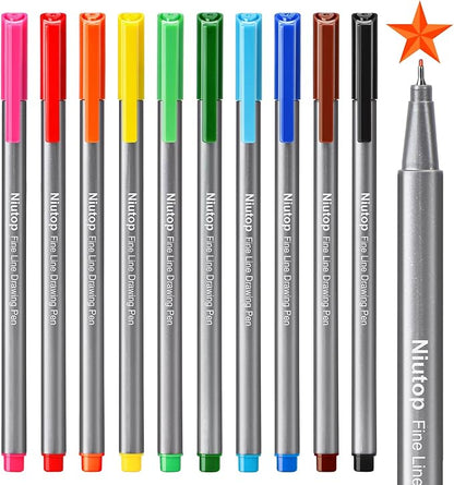 Niutop Easter Basket Stuffers Gifts for Teens Adults,Cute Colored Pens, 10-Color Aesthetic Drawing Pens Fine Tip Markers Journaling Pen Set, Fun Stationary, Scrapbook School Supplies