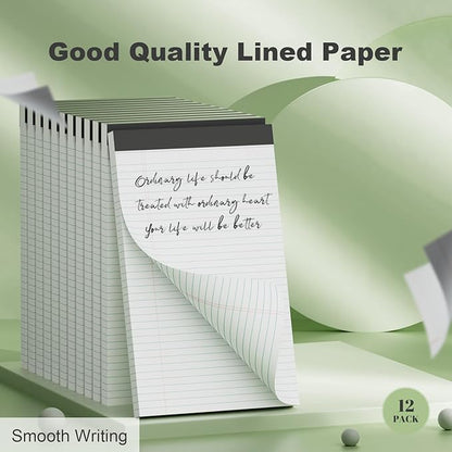 Legal Pads 8.5 x 11.75 Inch Notepad, 12 Pack White Legal Pads 8.5 x 11.75 College Ruled Notepads, Micro Perforated Desk Notepad with Study Backboard, White Notepads for School College Office Business