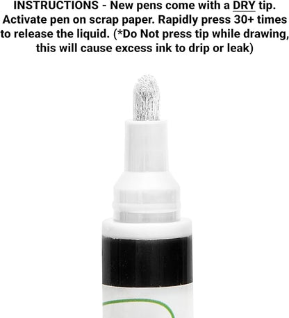 Glass Pen Window Marker: Liquid Chalk Markers for Glass, Car Marker or Mirror Pen with Washable Paint - Car Windows, Storefront Window, Wedding, Parade, Party & Holiday Decorations (White, Fine Tip)