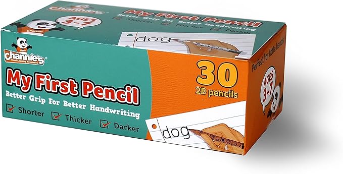 Channie's Extra Thick Kids Pencil Boxes for School Bulk - Easy-to-Hold Presharpened Jumbo Pencils for Preschoolers - Box of 30 Wood Pencils for School, Ideal for Classroom Prizes - White