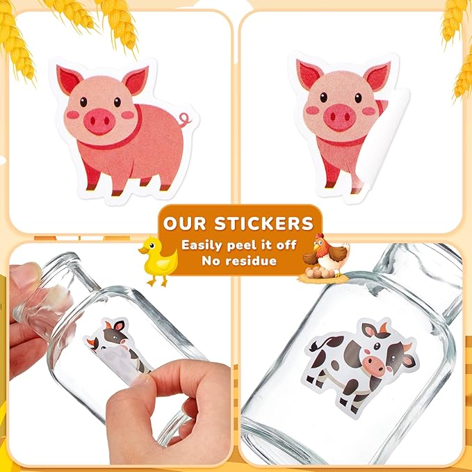 1 Roll Animal Stickers Reward Cute Space Stickers Office Supplies Incentives Sticker Animal Party Favor Decal, 500 Pcs Each Roll(Cute Farm Animal)