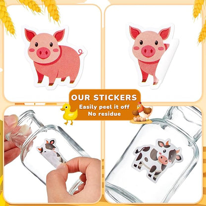 1 Roll Animal Stickers Reward Cute Space Stickers Office Supplies Incentives Sticker Animal Party Favor Decal, 500 Pcs Each Roll(Cute Farm Animal)