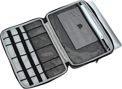 iCozzier 13-13.3 Inch Handle Laptop Briefcase Shoulder Bag Electronic Accessories Organizer Messenger Carrying Case with Shoulder&Luggage Strap - Grey