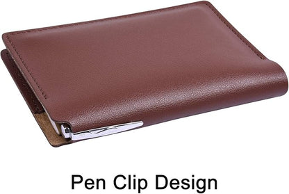 Wisdompro Journal Cover, 2 Pack PU Leather Notebook Cover for Field Notes,or other 3.5" x 5.5" Pocket Notebooks - Brown