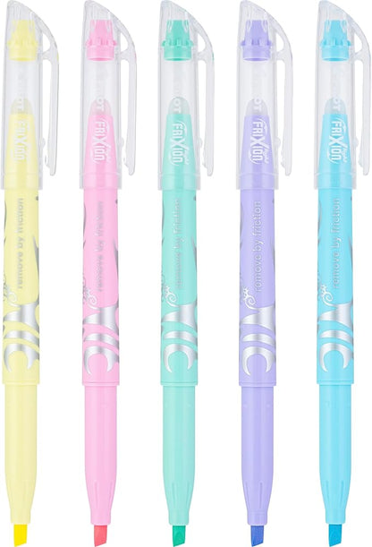 Pilot, FriXion Light Pastel Erasable Highlighters, Chisel Tip, Pack of 5, Pastel Blue, Pink, Yellow, Green & Purple