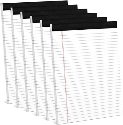 6 Pack 8.5 x 11 Legal Pads for Office Supplies Paper Pads 8.5 x 11 White Note Pads for Work Lined Writing Pads Notebook White Legal Pads Wide Ruled Notepads 30 Sheets Per Writing Pad Legal Note Pad