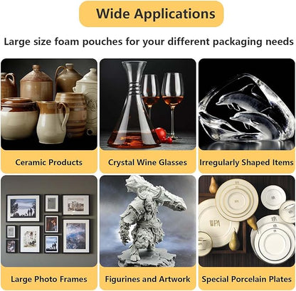 16”x20” 50Pack Foam Pouches, Large Moving Supplies for Packing Dishes Artwork, 0.5MM Thick Cushion Foam Bags for Storing Shipping Breakables, fragile Padding Material Sleeves for Fragile Plates China