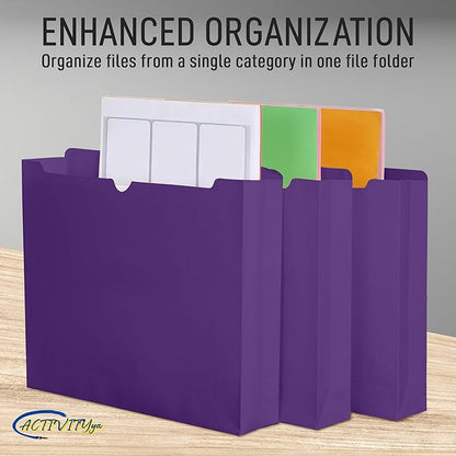 Purple File Jackets, 2 Inch Expansion, Letter Size, Reinforced Straight-Cut Tab, 6 Pack