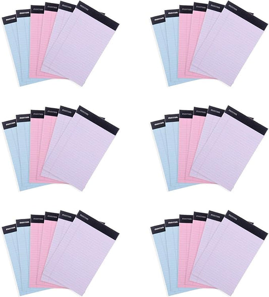 Mintra Office Legal Pads, ((xBasic, 8.5in x 11in, Narrow (Pastel), 36pk (6-6pks)), Narrow Ruled, 50 Sheets per Notepad, Micro perforated Writing Pad, Notebook Paper for School, College, Office, Work