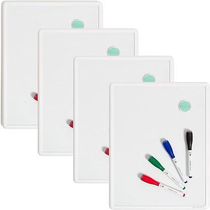 U Brands Contempo Magnetic Dry Erase Board Bundle, 11”x14”, White Modern Frame, Includes 4 Boards, 16 Markers and 4 Magnets