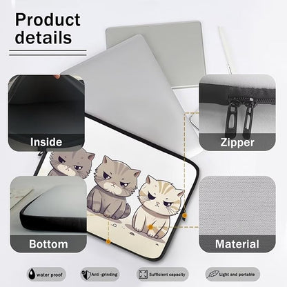 Cute Cat Laptop Protective Sleeve for Girls Boys 13 Inch Laptop Covers with Large Capacity Lap Top Case Lightweight Computer Sleeve Bag Suitable Gifts for Holidays Tablet Bag Grey